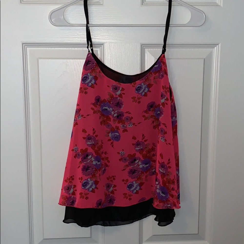 Pink floral tank top